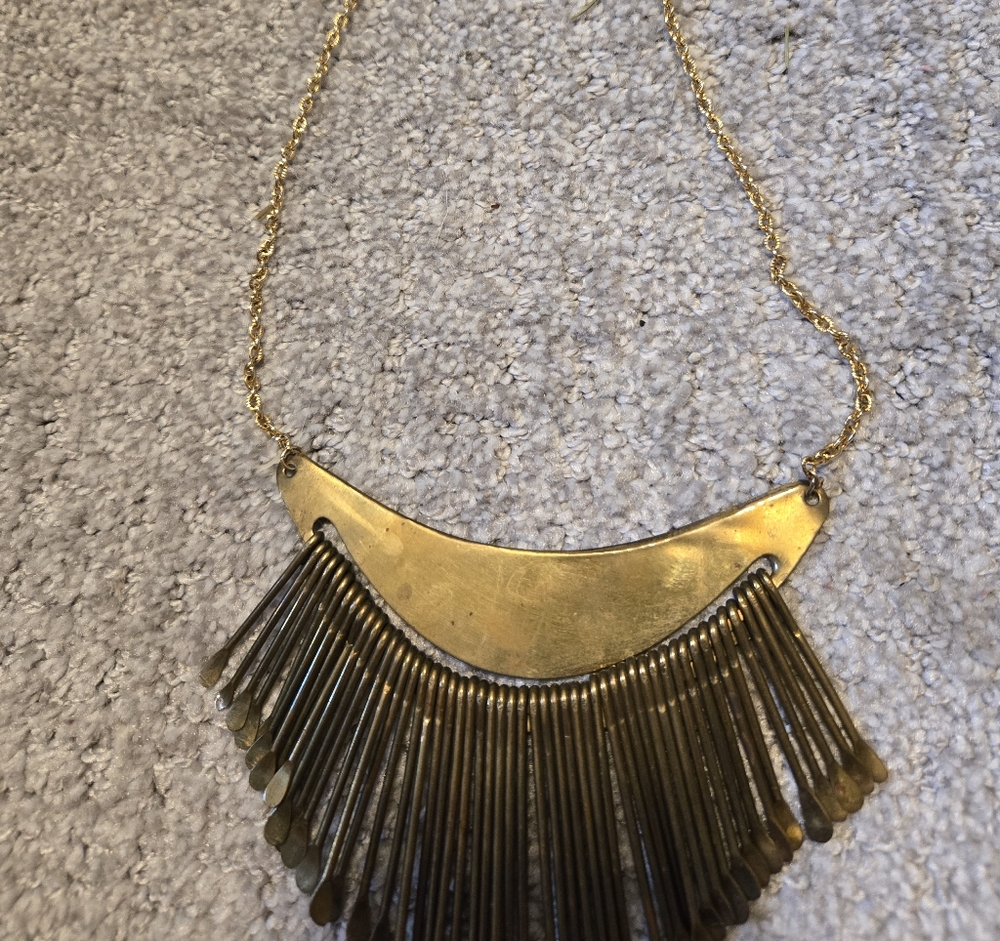 Gold Necklace with Fringe Detailing
